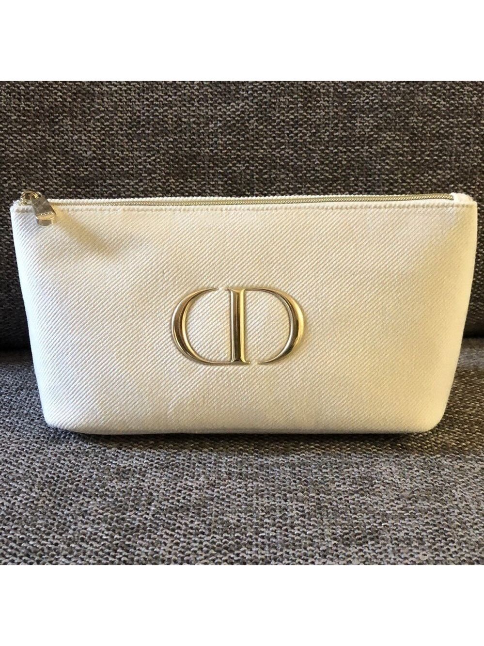 Dior Beauty Makeup Bag Pouch Off White Velvet Medium Makeup Bag Authentic - Picture 3 of 14